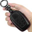 Tukellen for Toyota Key Fob Cover Leather Case Compatible with 2025-2026 Camey 4Runner 2019-2026 Land Cruiser,2021-2026 Venza, Highlander Hilux,2023-2026 Tundra,Corolla 4/5 Buttons-Black(Red line)