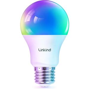 Linkind WiFi Smart Light Bulbs, Alexa Light Bulb Work with Alexa, Google Home, RGBTW 16 Million Color Changing Light Bulbs Dimmable, Mood Lighting, 2.4GHz Only, A19 E26 WiFi Bulb 60W 800LM 1 Pack