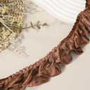 uxcell 5.5 Yards 3D Pleated Chiffon Lace Trim 2" Satin Ruffle Ribbon Pleated Sewing Fabric Trim for Headwear Dress Bag Wedding Dress Home Decoration, Coffee