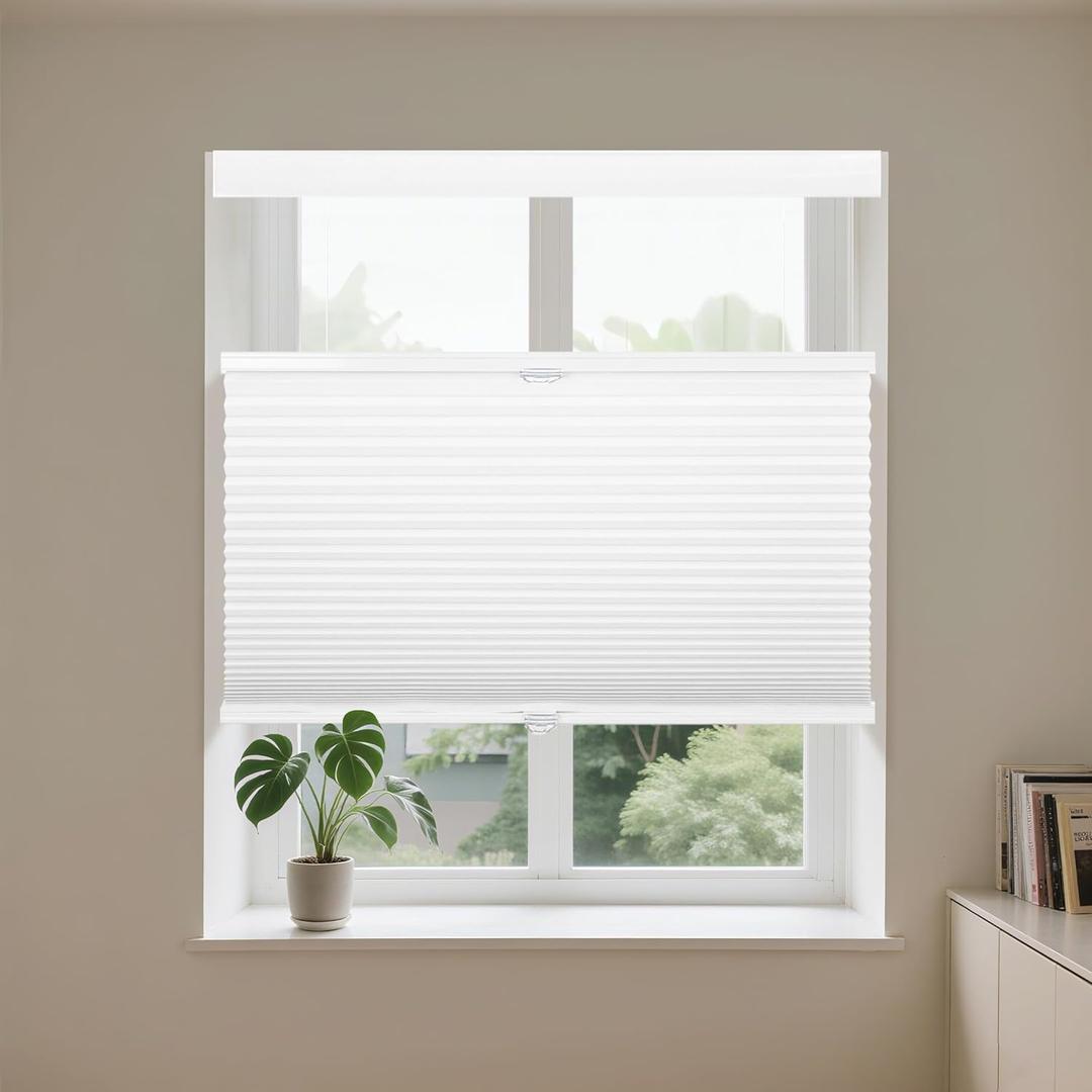 Allesin Top Down Bottom Up Cellular Shades,Blackout Blinds Noise Reduction,Cordless Cellular Shades Room Darkening Honeycomb Blinds,Blackout (White, 36"x64")