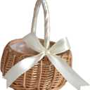 Woven Flower Basket Flower Girl Basket Wicker Basket Candy Gift Basket for Wedding Birthday Party Favor - Size S