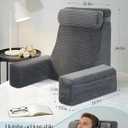 Seniny Reading Pillow for Bed Adult - 24" Back Support Pillow for Sitting Up Rest, Husband Bed Chair and Backrest Pillow with Arms, Lounge Sit Up Pillows for Dorm, Corner, Couch, Study, Watching TV