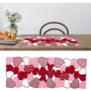 OWENIE Valentines Day Table Runners, 13 x 36 Inch Valentines Table Centerpieces, Embroidered Love Heart Red Table Decorations, Mother's Day or Wedding Table Decor , Washable