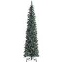 7 ft. Green Unlit Flocked Pencil Artificial Christmas Tree Snowy with Pine Cones
