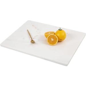 Natural Marble Cutting Board For Kitchen, 16 x 20 Inch White Marble Slab Pastry Board With Non-Slip Feet For Baking, Cheese, Charcuterie, Chocolate, Ares Gold