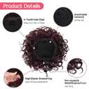 HOOJIH Curly Hair Bun, Messy Bun Hair Piece Elastic Drawstring Messy Bun Large Full Hair Bun Extension Hairpiece Short Synthetic Ponytail Extension for Women Dark Auburn Red with Black Mixed