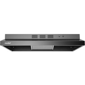 Comfee' Range Hood 30 Inch Ducted Ductless Vent Hood Durable Stainless Steel Kitchen Hood for Under Cabinet with 2 Reusable Filter, 200 CFM, 2 Speed Exhaust Fan (Black)