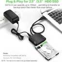 SATA to USB 3.0 Adapter, External Hard Drive Converter Cable for 2.5" 3.5" HDD, SSD with Power Supply