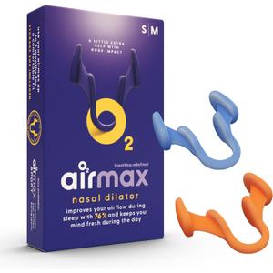 Air Max Nasal Dilators Trial Pack - Anti Snoring Devices - 76% More Airflow for Better Breathing & Against Nasal Congestion - Guaranteed Fit (1x Small & 1x Medium) - Reusable