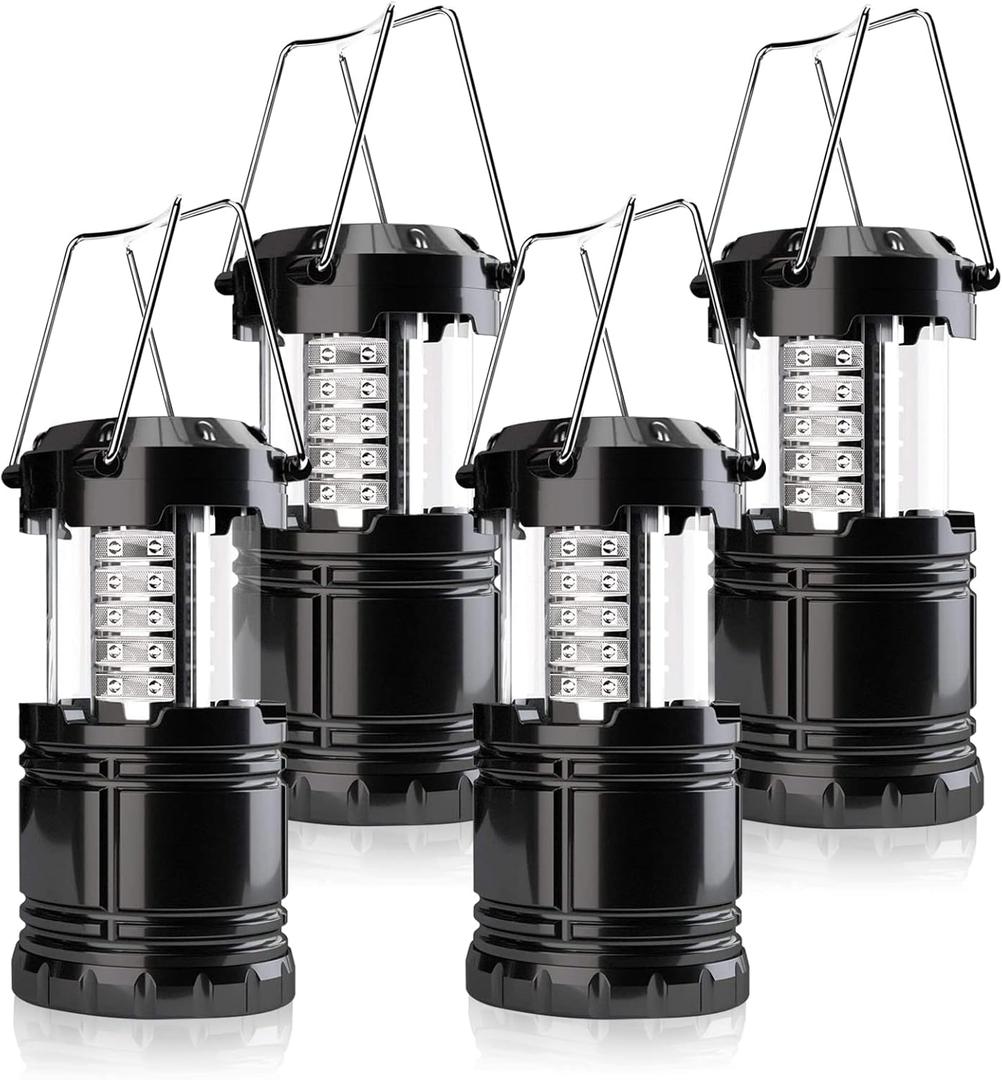 Camping Lantern, 4 Pack Brightness Adjustable LED Camping Lights, Collapsible IPX4 Waterproof Survival Lanterns for Power Outages, Home Emergency, Camping, Hiking, Hurricane