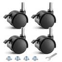 2 Inch Furniture Stem Casters Set of 4, Threaded Stem Diameter 5/16" Plastic Locking Caster Wheels, Black Swivel Small Castors with T-Nuts, for Table, Cabinet, Storage Rack