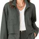 Democracy Women's Democracy Women's Long Sleeve Bomber Jacket (Medium, Midnight Olive)