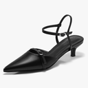 Coutgo Womens Kitten Heels Low Heel Dress Shoes Closed Pointed Toe Ankle Strap Work Office Pumps, Size 6