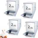Maxcheck 4 Pcs Rabbit Feeder for Cages Small Animal Food Dispenser with Lid Metal Rabbit Feeders Outside for Guinea Pig(4.7 Inches,Silver)