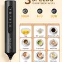 CIRCLE JOY Rechargeable Handheld Milk Frother Wand with Stand, 3 Variable Speeds, 3 Whisks and Storage Box, Electric Drink Mixer for Latte, Cappuccino, Hot Chocolate, Eggs and Protein Powder, Black