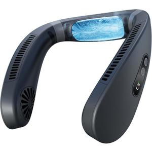 HIGO CoolMaster Ultra Neck Fan, Neck Air Conditioner, 2-in-1 Cooling Neck Fan Portable Rechargeable, Wearable Personal Fan, 5500mAh Large Battery, Ergonomic Design, Glacier Gray