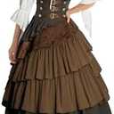 IWQBQ Women's Pirate Costume Retro Renaissance Cosutmes Women Layered Ruffle Viking Outfit Set L