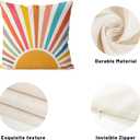 Summer Pillow Covers 16x16 Set of 2 Colorful Stripes Yellow Sunshine Throw Pillows Outdoor Boho Rainbow Sun Decorative Pillow Cases Linen Modern Farmhouse Cushion Case for Home Bedroom Decor
