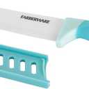 Farberware Ceramic Chef Knife with Custom-Fit Blade Cover, Razor-Sharp Kitchen Knife with Ergonomic, Soft-Grip Handle, Dishwasher-Safe, 6-inch, Aqua