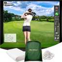 Golf Simulator Impact Screen, Premium Triple Layer Launch Monitor Projector Screen with HD Visuals, Indoor Practice Screen for Enclosure and Net, Hitting Screen with Grommets & Bungee Cords (9.8 x 8.5 ft)