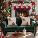 Christmas Cardinal Pillow Covers 18x18 Set of 2, Watercolor Red Bird on Branch Winter Decor Throw Pillowcases Double Sided Printing Cushion Covers for Couch Bed Holiday Farmhouse