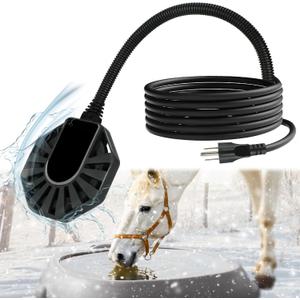 800W Horse Water Heater Aluminum Cast, Thermostatic Control Farm De-Icer, Utility Pond De-icer for Livestock Poultry Birds Horses Cows Wildlife Drinking for Winter