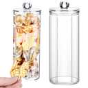 Chengu 2 Pcs Acrylic Scrunchie Holder Organizer Dustproof Clear Hair Ties Display Stand with Lid Scrunchie Holder Stand Hair Accessories Organizer for Teen Girls Jewelry Makeup Accessories