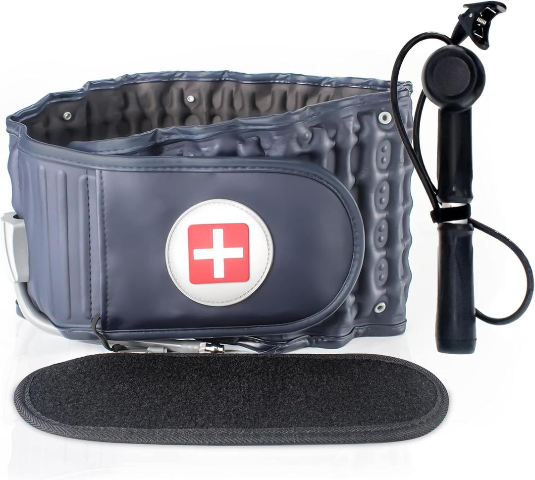 Decompression Back Belt, for Lower Back Pain Relief Lumbar Decompression Belt, Men and Women Lumbar Traction Device (29-49 inch Waists) (Blue)