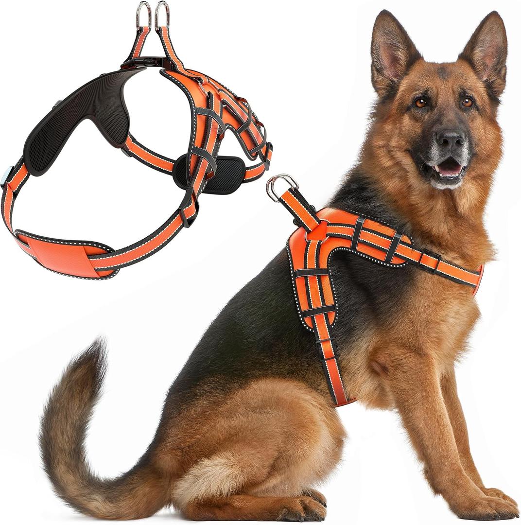 Dog Harness for XLarge Dogs Back D-Ring Control No Choking Pressure-Free Chest Design Comfortable Padded Adjustable Reflective Vest Harness for Daily Walks Training Easy Control Outdoor Use Secure Fit, XL