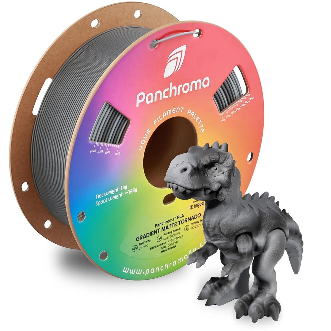 Polymaker Panchroma Gradient Matte PLA Filament, Multicolor Gradient Matte Dark and Light Grey 1.75mm 3D Printing Filament, 3D Printer PLA Filament, Fit Most FDM 3D Printers, 1kg Spool (2.2lbs) (1kg New Packaging)