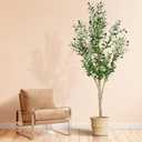 6ft Faux Olive Tree, Artificial Olive Tree Indoor, High Imitation Silk Plant Fake Olive Tree with Realistic Leaves and Fruits, Suitable for Home Living Room Office Decoration