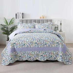 HoneiLife Oversized King Bedspreads - California King Quilt Sets 120"x120",3-Piece Floral Bedspreads, Lightweight Coverlets, Wildflower Quilts, King Quilt Bedding Sets for All Season Use