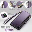 Defencase for Galaxy S26 Ultra Case Wallet with RFID Blocking Card Holder for Women Men, PU Leather Magnetic Snap Flip Wrist Strap Zipper Wallet Phone Cases for Samsung Galaxy S26 Ultra 6.9", Purple