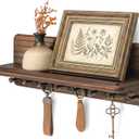 Rebee Vision Retro Key Holder wall Mount for Room Decor  Farmhouse Key Hanger with 8 Durable Hooks & Floating Shelf for Coat Rack  Mail Organizer for Entryway, Wall Decor, or Office Decor (Brown)