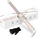 ToMe 3/4 Inch Curling Wand, Ceramic Small Barrel Curling Iron for Short & Long Hair with Glove Included, Adjustable Temperature, Auto-Off, Dual Voltage Travel Curling Iron