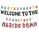 Welcome to the Upside Down Banner, Glitter Themed Party Spooky Halloween Birthday Banner for Themed Gathering Home Room Decoration Supplies