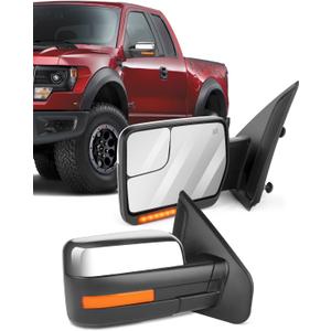 ECCPP Pair Set Replacement fit for Ford for F-150 2007-2014 Chrome Towing Mirror Power Heated Puddle Light Turn Signal Side View