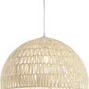 JONATHAN Y 20" Cream Modern Bohemian Woven Rope LED Pendant Light Fixture, Adjustable Dome Ceiling Lamp for Kitchen Island, Rope Shade, Coastal Farmhouse Decor JYL6504A