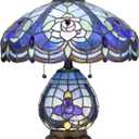 60w X 2 Tiffany Table Lamp with 7w Night Light