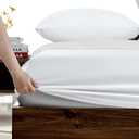 FreshCulture Twin Fitted Sheets, Bulk Pack of 6, Deep Pocket, Soft Microfiber Bottom Sheets for Home, Salons, Hotels, Twin Size Fitted Sheets Only (White)