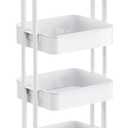 Pipishell 4 Tier Mesh Utility Cart, Rolling Metal Organization Cart with Handle and Lockable Wheels, Multifunctional Storage Shelves for Kitchen Living Room Office White, PIUC12W