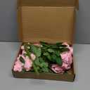 24 Pcs Pink Rose Artificial Flowers with Long Stem Real Touch Silk Plastic Bouquet Pink Roses Bulk for Wedding Party Table Centerpieces Festival Decorations