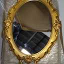 XPXKJ Gold Mirror Tray Vintage Vanity Tray for Dresser Perfume Storage Decorative Mirrored Glass Tray Coquette Room Decor, Bedroom, Bathroom Oval Antique Serving Makeup Organizer