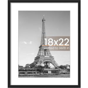 Upsimples 18x22 Picture Frame, Wall Decor Poster Frames, Black 1 Pack 18 x 22 Frame, 14x18 Frame with Mat for Gallery Wall, Family, Baby, Dog, Dorm, Christmas