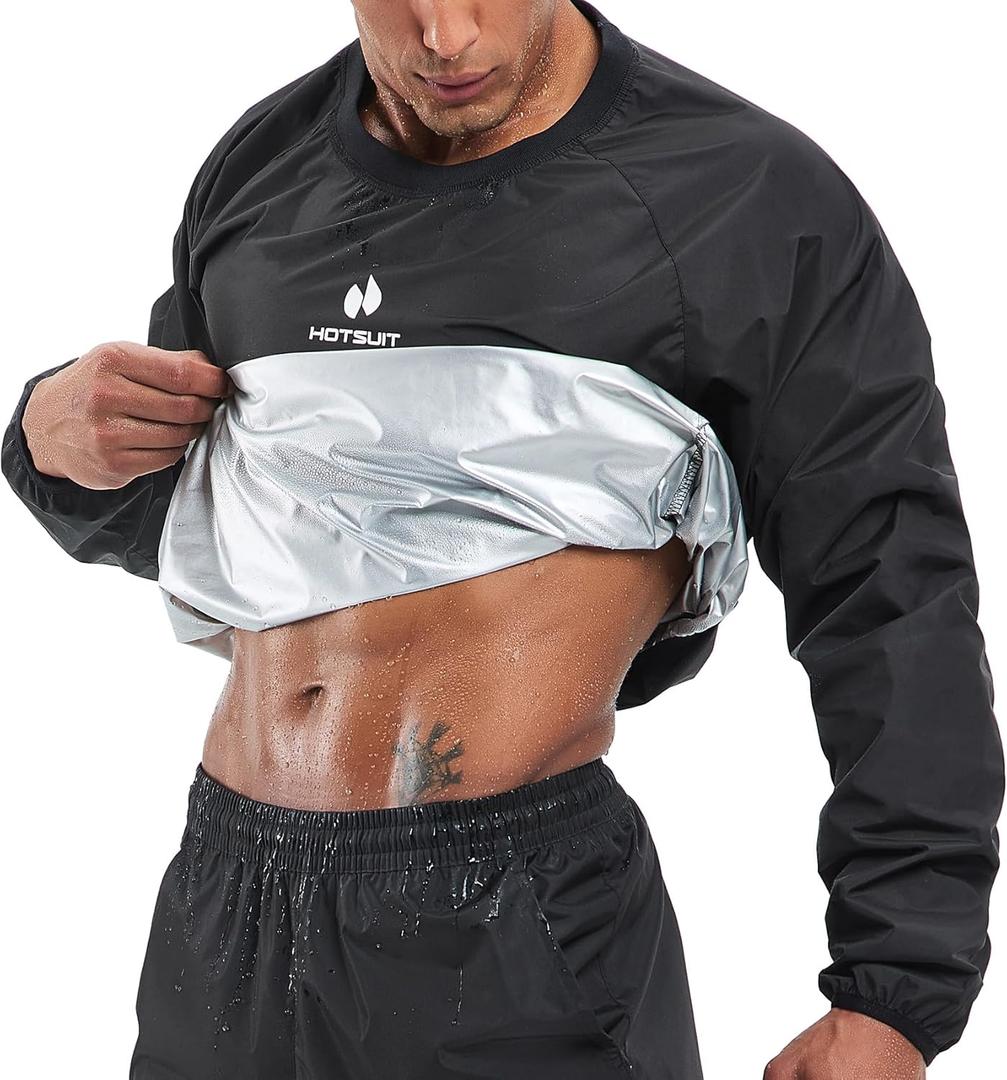 HOTSUIT Men Sauna Suit Sweat Suits Durable Gym Exercise Workout Jacket, Black, XL