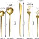 Evanda Gold Silverware Set 60 Piece Service for 12, Titanium Gold Plated Stainless Steel Flatware Set, Knives Forks Spoons Cutlery Set for Wedding, Parties, Birthday, Restauroom, Dishwasher Safe