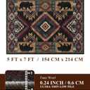 YIHOUSE Rustic Cabin Area Rug for Bedroom 5x7,Machine Washable Lodge Bear Rug,Non-Slip Low Pile Print Pattern Western Rug for Living Room