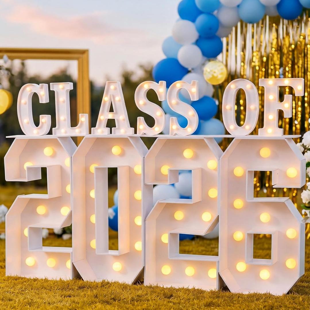 Graduation Class of 2026 Light up Marquee Letters, 2.68 ft Large LED Graduation Letters and Numbers for Grad Party Decorations, Photo Backdrop, High School College Grad 2026 Decor