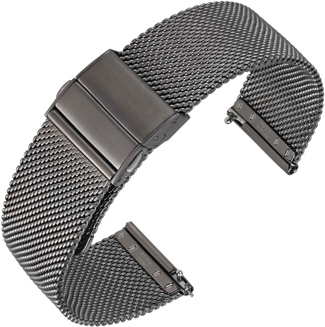 ANNEFIT Mesh Metal Watch Band, 316L Stainless Steel Watch Strap, Quick Release Replacement Bracelet 18mm 20mm 22mm (Space Grey) ANNEFIT Mesh Metal Watch Band, 316L Stainless Steel Watch Strap, Quick Release Replacement Bracelet 18mm 20mm 22mm (Space Grey)