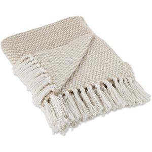 DII Woven Throw Collection 100% Cotton, Basketweave, 50x60, Stone